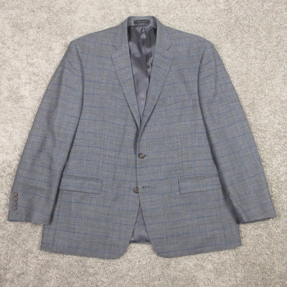 Lauren Ralph Lauren Jacket Mens 46 R Gray Plaid Wool Silk Blazer Business
